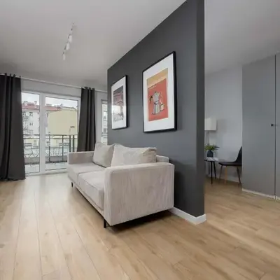 Unique Bright Studio for 4 People Remote Work & Balcony Close to PGE by Noclegi Renters