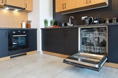 Kuchnia lub aneks kuchenny w obiekcie P&O Business Serviced Apartments CYBERNETYKI