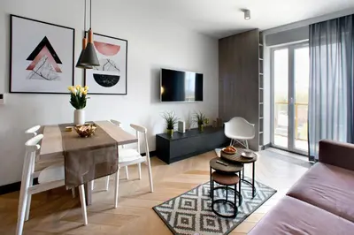 Telewizja i/lub zestaw kina domowego w obiekcie Praga Zupnicza P&O Serviced Apartments