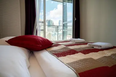 Łóżko lub łóżka w pokoju w obiekcie Platinum Towers Luxury Apartments